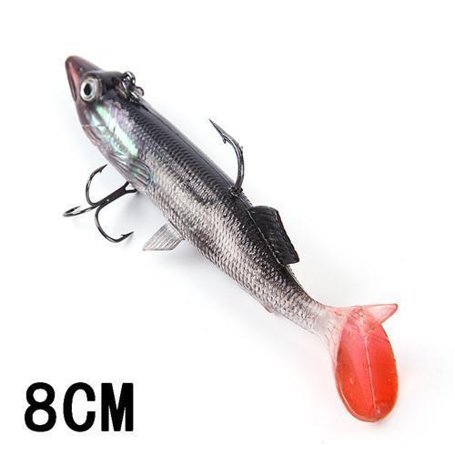 Fish King 8/10/12/14Cm 6 Color Soft 3D Eyes Lead Fishing Lures With T Tail-Fishing Tackle-049 8CM-Bargain Bait Box