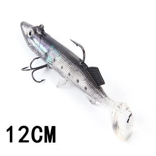 Fish King 8/10/12/14Cm 6 Color Soft 3D Eyes Lead Fishing Lures With T Tail-Fishing Tackle-058 12CM-Bargain Bait Box