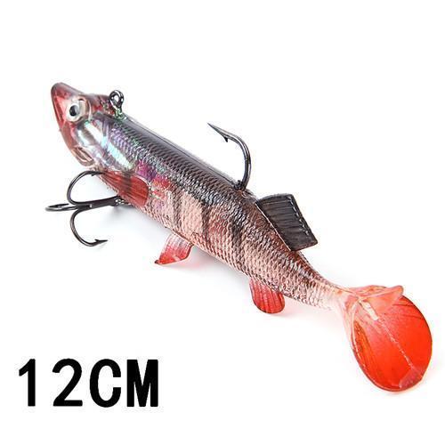 Fish King 8/10/12/14Cm 6 Color Soft 3D Eyes Lead Fishing Lures With T Tail-Fishing Tackle-091 12CM-Bargain Bait Box