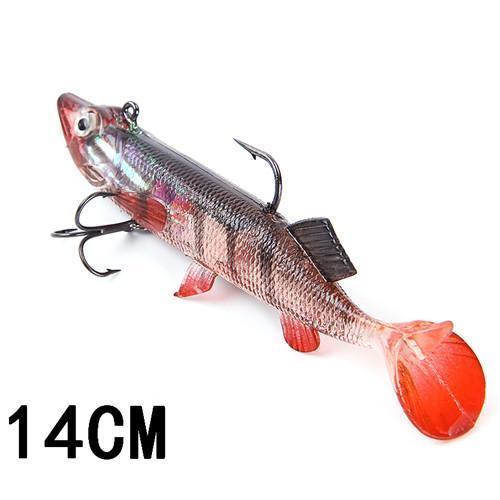 Fish King 8/10/12/14Cm 6 Color Soft 3D Eyes Lead Fishing Lures With T Tail-Fishing Tackle-091 14CM-Bargain Bait Box