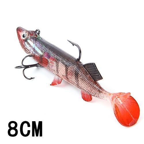 Fish King 8/10/12/14Cm 6 Color Soft 3D Eyes Lead Fishing Lures With T Tail-Fishing Tackle-091 8CM-Bargain Bait Box