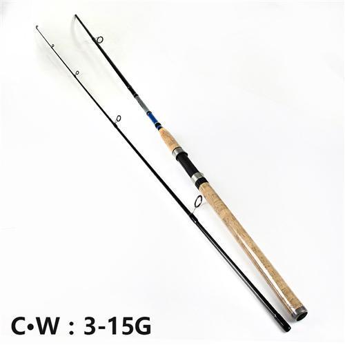 Fish King Cw. 3-40G Wood Handle Sea Fishing Spinning Rod 2.1M 2 Section Ultra-Spinning Rods-Mavllos Fishing Tackle Store-Blue-2.1 m-Bargain Bait Box