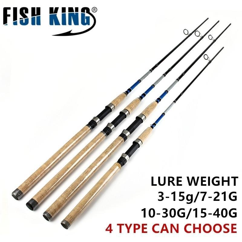 Fish King Cw. 3-40G Wood Handle Sea Fishing Spinning Rod 2.1M 2 Section Ultra-Spinning Rods-Mavllos Fishing Tackle Store-Purple-2.1 m-Bargain Bait Box