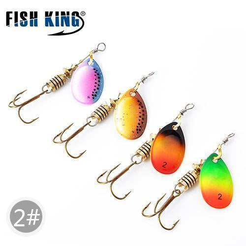 Fish King Mepps 1#-5# 4Pcs/Lot Spinner Bait Spoon Lures With Mustad Treble Hooks-FISH KING First franchised Store-SIZE 2-Bargain Bait Box
