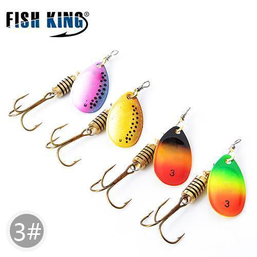 Fish King Mepps 1#-5# 4Pcs/Lot Spinner Bait Spoon Lures With Mustad Treble Hooks-FISH KING First franchised Store-SIZE 3-Bargain Bait Box