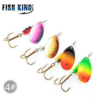 Fish King Mepps 1#-5# 4Pcs/Lot Spinner Bait Spoon Lures With Mustad Treble Hooks-FISH KING First franchised Store-SIZE 4-Bargain Bait Box