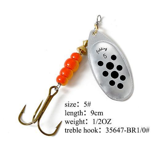 Fish King Mepps 1Pc 1# 2# 3# 4# 5# Fishing Lure Bass Hard Baits Spoon With-FISH KING Official Store-Black-Bargain Bait Box