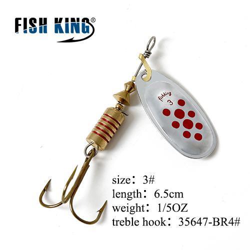 Fish King Mepps 1Pc 1# 2# 3# 4# 5# Fishing Lure Bass Hard Baits Spoon With-FISH KING Official Store-Orange-Bargain Bait Box