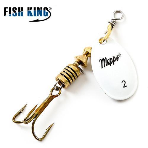 Fish King Mepps 1Pc 4 Color Size0-Size5 Fishing Hard Lure Bait Leurre Peche-FISH KING First franchised Store-White Size 2-Bargain Bait Box