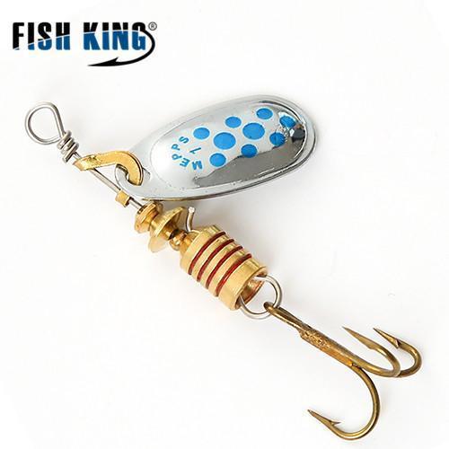 Fish King Mepps 1Pc Size1- Size 5 Fishing Spoon Spinner Hard Bait Lure-FISH KING First franchised Store-SilverBlue Dot Size1-Bargain Bait Box