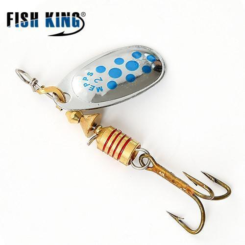 Fish King Mepps 1Pc Size1- Size 5 Fishing Spoon Spinner Hard Bait Lure-FISH KING First franchised Store-SilverBlue Dot Size2-Bargain Bait Box