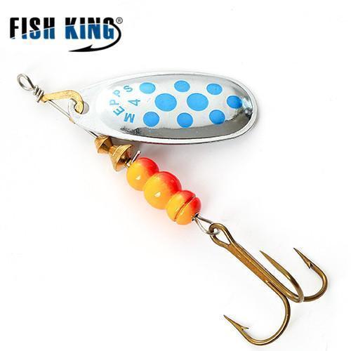 Fish King Mepps 1Pc Size1- Size 5 Fishing Spoon Spinner Hard Bait Lure-FISH KING First franchised Store-SilverBlue Dot Size4-Bargain Bait Box