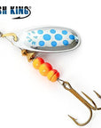 Fish King Mepps 1Pc Size1- Size 5 Fishing Spoon Spinner Hard Bait Lure-FISH KING First franchised Store-SilverBlue Dot Size4-Bargain Bait Box