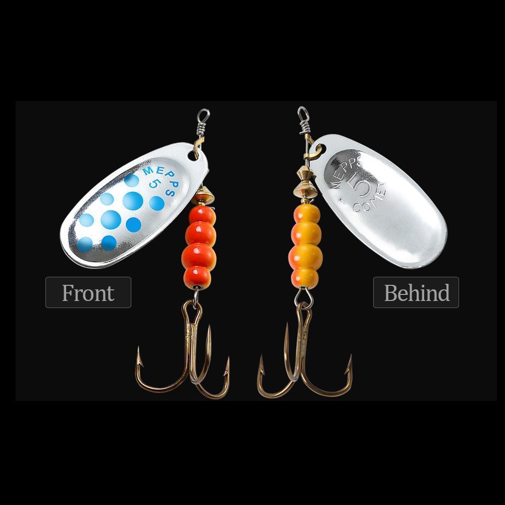 Fish King Mepps 1Pc Size1- Size 5 Fishing Spoon Spinner Hard Bait Lure-FISH KING First franchised Store-SilverRed Dot Size1-Bargain Bait Box
