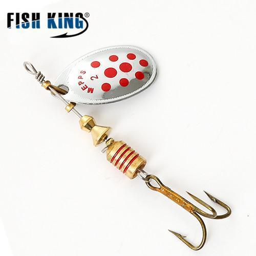 Fish King Mepps 1Pc Size1- Size 5 Fishing Spoon Spinner Hard Bait Lure-FISH KING First franchised Store-SilverRed Dot Size2-Bargain Bait Box