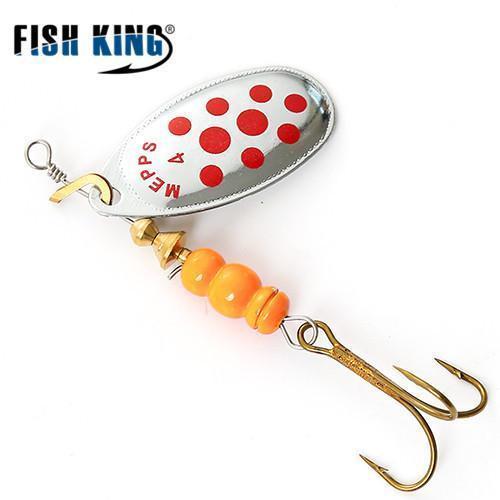 Fish King Mepps 1Pc Size1- Size 5 Fishing Spoon Spinner Hard Bait Lure-FISH KING First franchised Store-SilverRed Dot Size4-Bargain Bait Box
