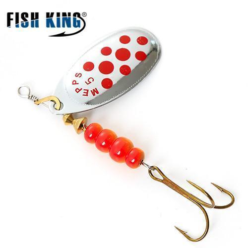 Fish King Mepps 1Pc Size1- Size 5 Fishing Spoon Spinner Hard Bait Lure-FISH KING First franchised Store-SilverRed Dot Size5-Bargain Bait Box