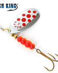 Fish King Mepps 1Pc Size1- Size 5 Fishing Spoon Spinner Hard Bait Lure-FISH KING First franchised Store-SilverRed Dot Size5-Bargain Bait Box