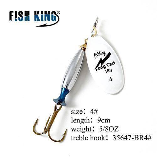 Fish King Mepps Long Cast 1 Pc Fishing Lure Spinner Bait Fishing Tackle-FISH KING Official Store-Light Grey-Bargain Bait Box