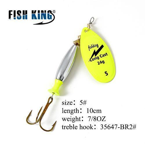 Fish King Mepps Long Cast 1 Pc Fishing Lure Spinner Bait Fishing Tackle-FISH KING Official Store-Yellow-Bargain Bait Box