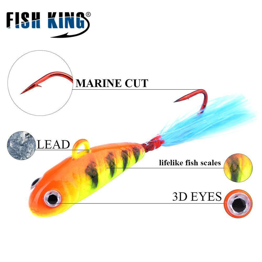 Fish King Winter Ice Fishing Lure 5Pcs/Pack 5 Color Hard Bait Lure Jig Head Hook-FISH KING First franchised Store-IL047-8-2g-Bargain Bait Box