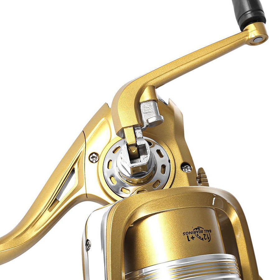 Fishdrops 12 + 1Bb Golden Fly Fishing Reel With Left Right Interchangeable-Spinning Reels-Shenzhen Outdoor Fishing Tools Store-1000 Series-Bargain Bait Box