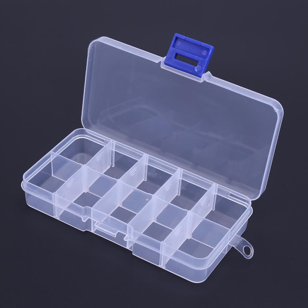 Fishing Lure Bait Storage Box Case 10 Compartments Transparent Square Fishhook-Islandshop-Bargain Bait Box
