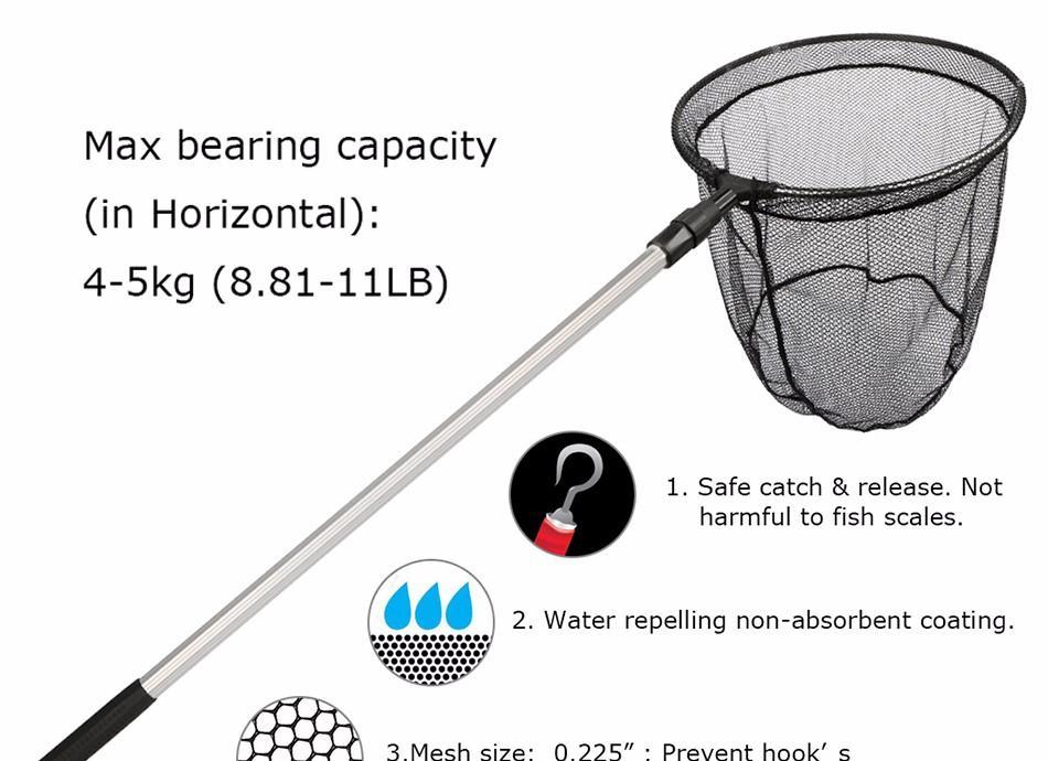 Fishing Net Safe Catch &amp; Release Fish Landing Net Foldable Telescoping Durable-Fishing Nets-Bargain Bait Box-168cm-Bargain Bait Box