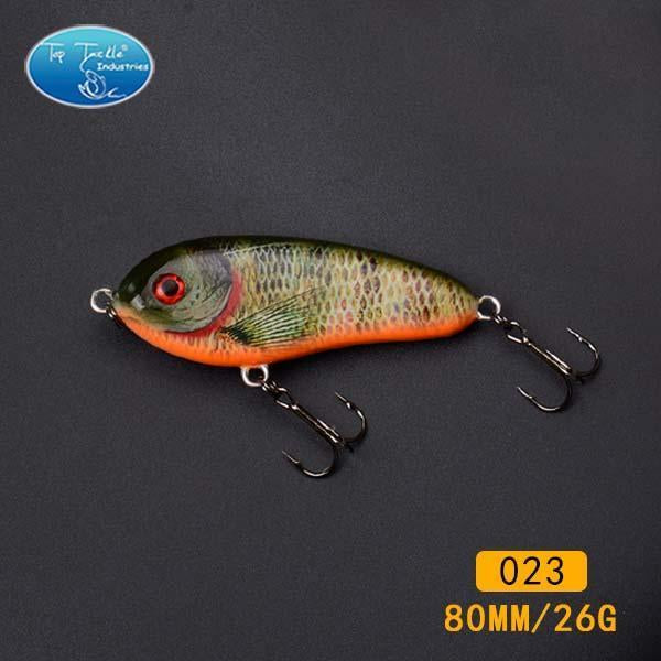 Fishing Tackle Wholesale Fishing Lure Jerk Bait Little Darling 80Mm -With 2-TOP TACKLE INDUSTRIES-2 hooks 80mm 023-Bargain Bait Box