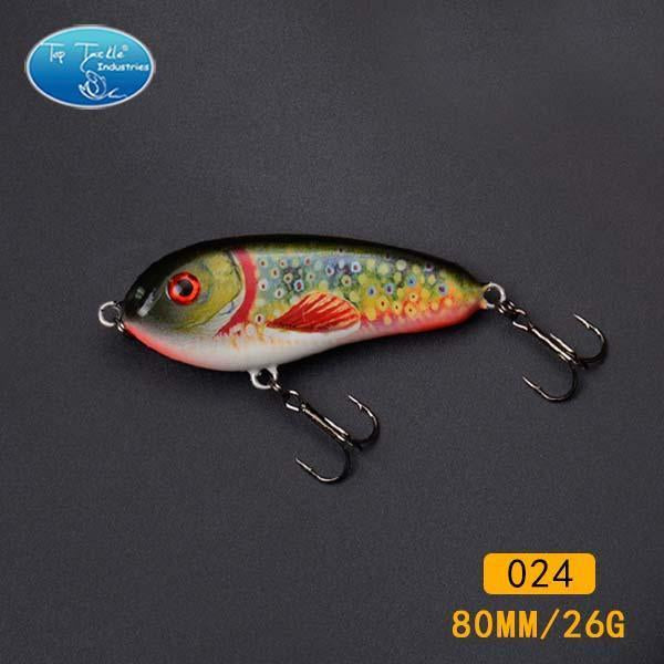 Fishing Tackle Wholesale Fishing Lure Jerk Bait Little Darling 80Mm -With 2-TOP TACKLE INDUSTRIES-2 hooks 80mm 024-Bargain Bait Box