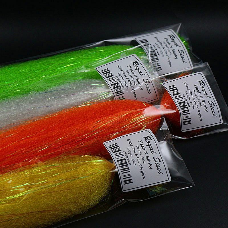 Fly Fishing Tying Synthetic Material Flash N Slinky Fiber Long Shimmer Hair-Royal Sissi Franchised Store-White-Bargain Bait Box