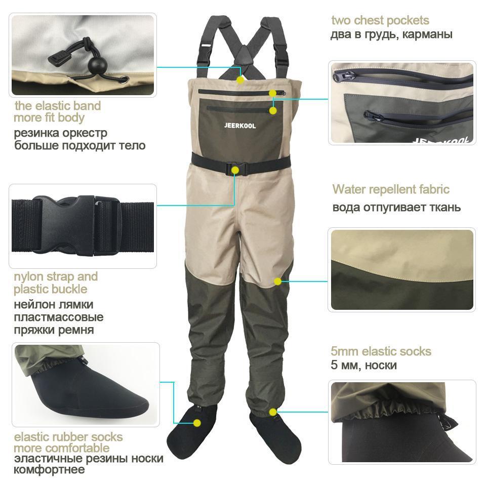 Fly Fishing Wading Shoes &amp; Pants Waders Set Breathable Rock Slip Boots-Chest Waders-JEERKOOL Official Store-Shoes 41 Pants M-Bargain Bait Box