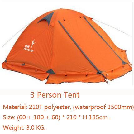 Flytop Outdoor Camping Tent For Rest Travel 2 Persons 3 Double Layer Windproof-Camping Equipment Factory Store-orange 3 person-Bargain Bait Box