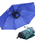 Foldable Head Umbrella Hat Hiking Beach Anti-Uv Anti-Rain Outdoor Fishing Caps-Traveling Light123-Royal Blue-Bargain Bait Box