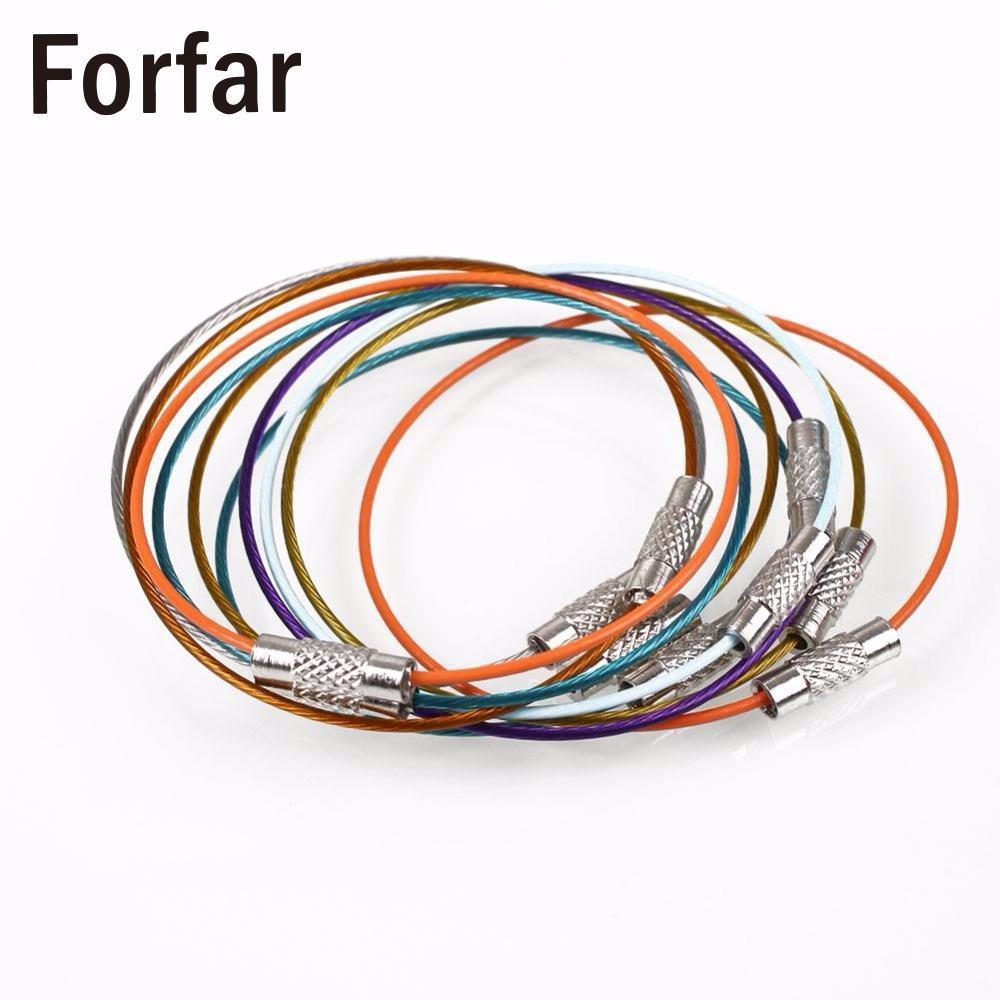 Forfar 10 Pcs Camping Hiking Tools Stainless Steel Wire Keychain Cable Key-Outdoor Recreation Sport Store-Bargain Bait Box