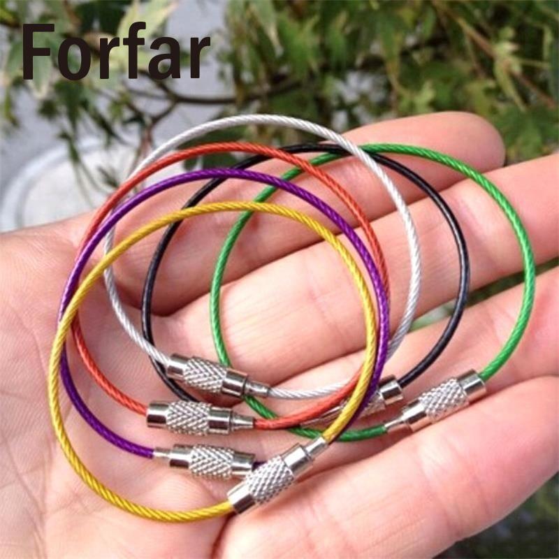 Forfar 5 Pcs Wire Keychain Wire Keyring Cable Key Ring Hiking Stainless Steel-Outdoor Recreation Sport Store-Bargain Bait Box
