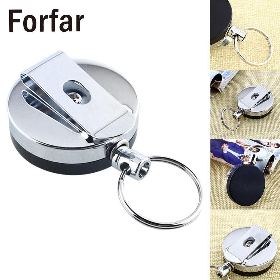 Forfar High Resilience Steel Keychain Wire Rope Chain Recoil Metal Retractable-Techvilla Official Store-Bargain Bait Box