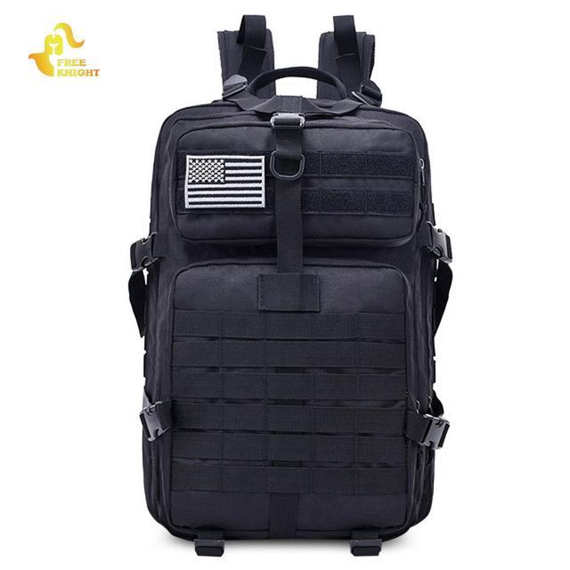 Free Knight 45L Military Tactical Backpack Assault Pack Army Bag Molle-Free Knight Official Store-Black Bag-Bargain Bait Box
