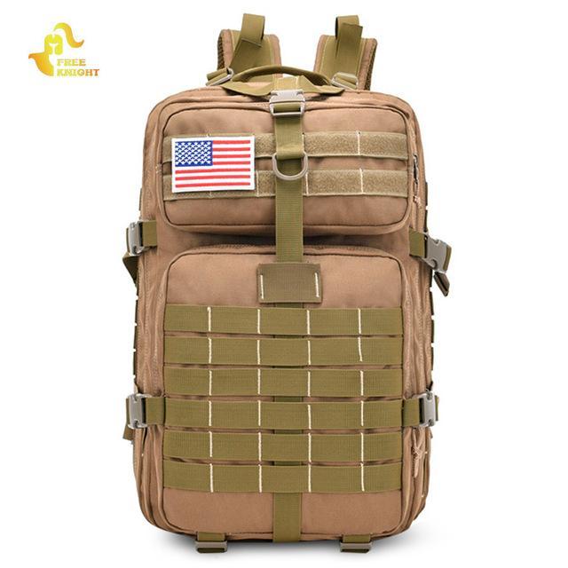 Free Knight 45L Military Tactical Backpack Assault Pack Army Bag Molle-Free Knight Official Store-Brown Bag-Bargain Bait Box