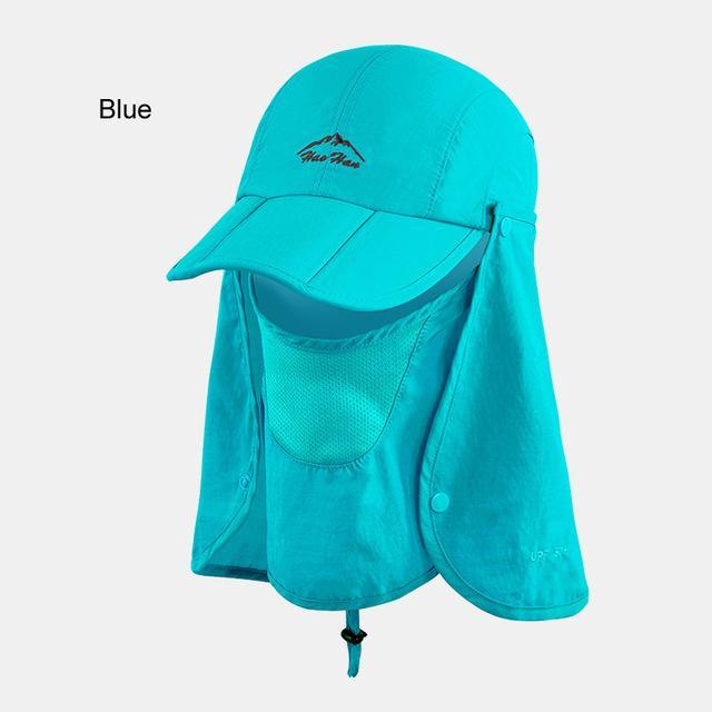 Fsc01 Fishing Bucket Hat Removable Foldable Portable Waterproof Hat Mask Face-Hats-Bargain Bait Box-blue-L-Bargain Bait Box