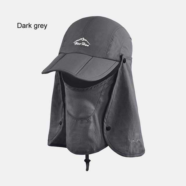 Fsc01 Fishing Bucket Hat Removable Foldable Portable Waterproof Hat Mask Face-Hats-Bargain Bait Box-dark grey-L-Bargain Bait Box