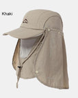 Fsc01 Fishing Bucket Hat Removable Foldable Portable Waterproof Hat Mask Face-Hats-Bargain Bait Box-Khaki-L-Bargain Bait Box