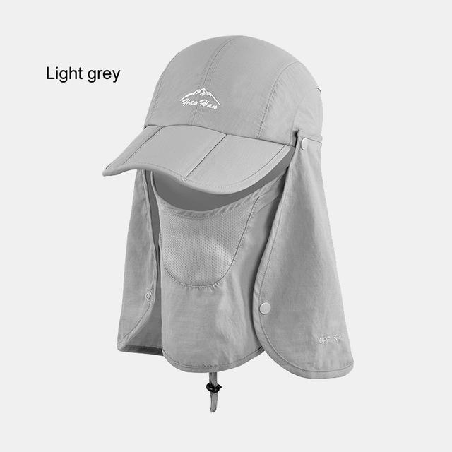 Fsc01 Fishing Bucket Hat Removable Foldable Portable Waterproof Hat Mask Face-Hats-Bargain Bait Box-light grey-L-Bargain Bait Box