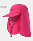 Fsc01 Fishing Bucket Hat Removable Foldable Portable Waterproof Hat Mask Face-Hats-Bargain Bait Box-rose red-L-Bargain Bait Box