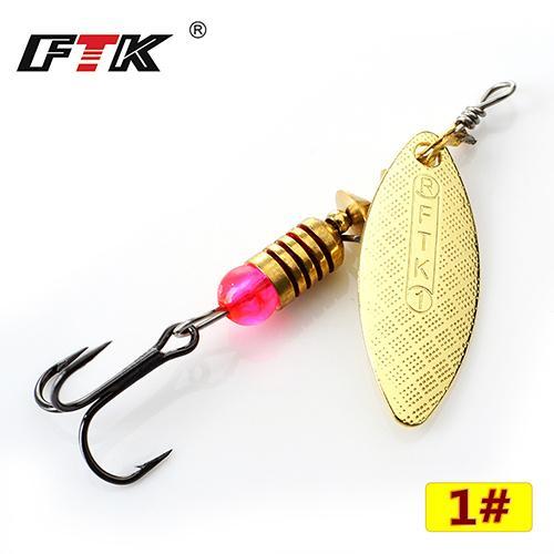 Ftk 1Pc Mepps 1# 2# 3# 4# 5# Spinner Bait With Beads With Mustad Treble Hooks-FTK Official Store-gold1-Bargain Bait Box