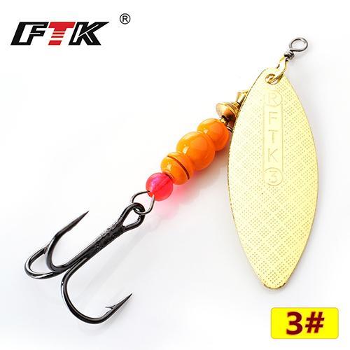 Ftk 1Pc Mepps 1# 2# 3# 4# 5# Spinner Bait With Beads With Mustad Treble Hooks-FTK Official Store-gold3-Bargain Bait Box