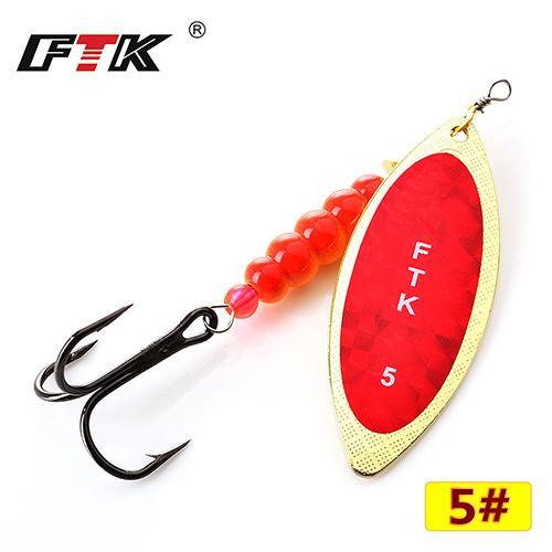 Ftk 1Pc Mepps 1# 2# 3# 4# 5# Spinner Bait With Beads With Mustad Treble Hooks-FTK Official Store-red5-Bargain Bait Box