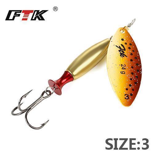 Ftk 1Pc Mepps Long Cast Size2-Size3 Fishing Lures Hook Spinner Spoon Lures-FTK Official Store-yellow3-Bargain Bait Box