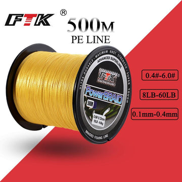 Ftk 500M Pe Braided Line Fishing Cord 8-60Lb 0.1-0.4Mm 4 Strand Multifilament-FTK Official Store-green500M-0.4-Bargain Bait Box