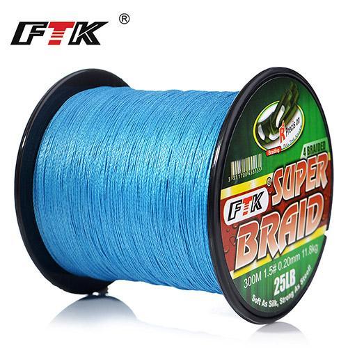 Ftk Braided Wire 300M Pe Braided Fishing Line 0.4-6.0 Code 4 Strands 8Lb 10Lb-FTK Official Store-blue300M-0.4-Bargain Bait Box